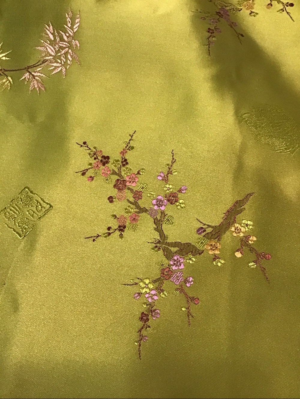 Silk (blend?) Brocade Fabric.  Bamboo Plum Design - Picture 2 of 9